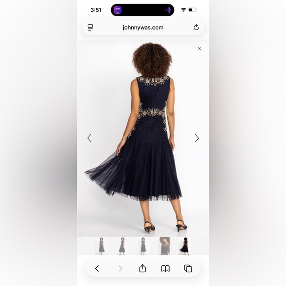 Johnny Was Size 14 Golden Flower Navy Dress - Picture 7 of 7